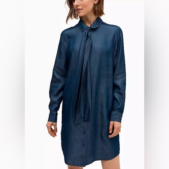 NEW Kate Spade Las Vegas Indigo Griffin Tie-Neck Mini Dress Sz 4 - Picture 1 of 10